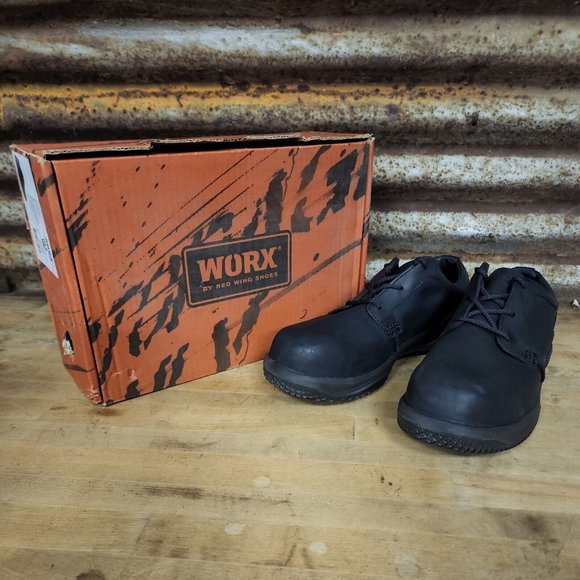 WORX By Red Wing 5023 Safety Toe Shoes Static Dissipative Black Leather Men 11.5 - Picture 1 of 7